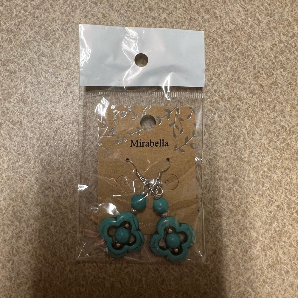 Mirabella Teal drop earrings